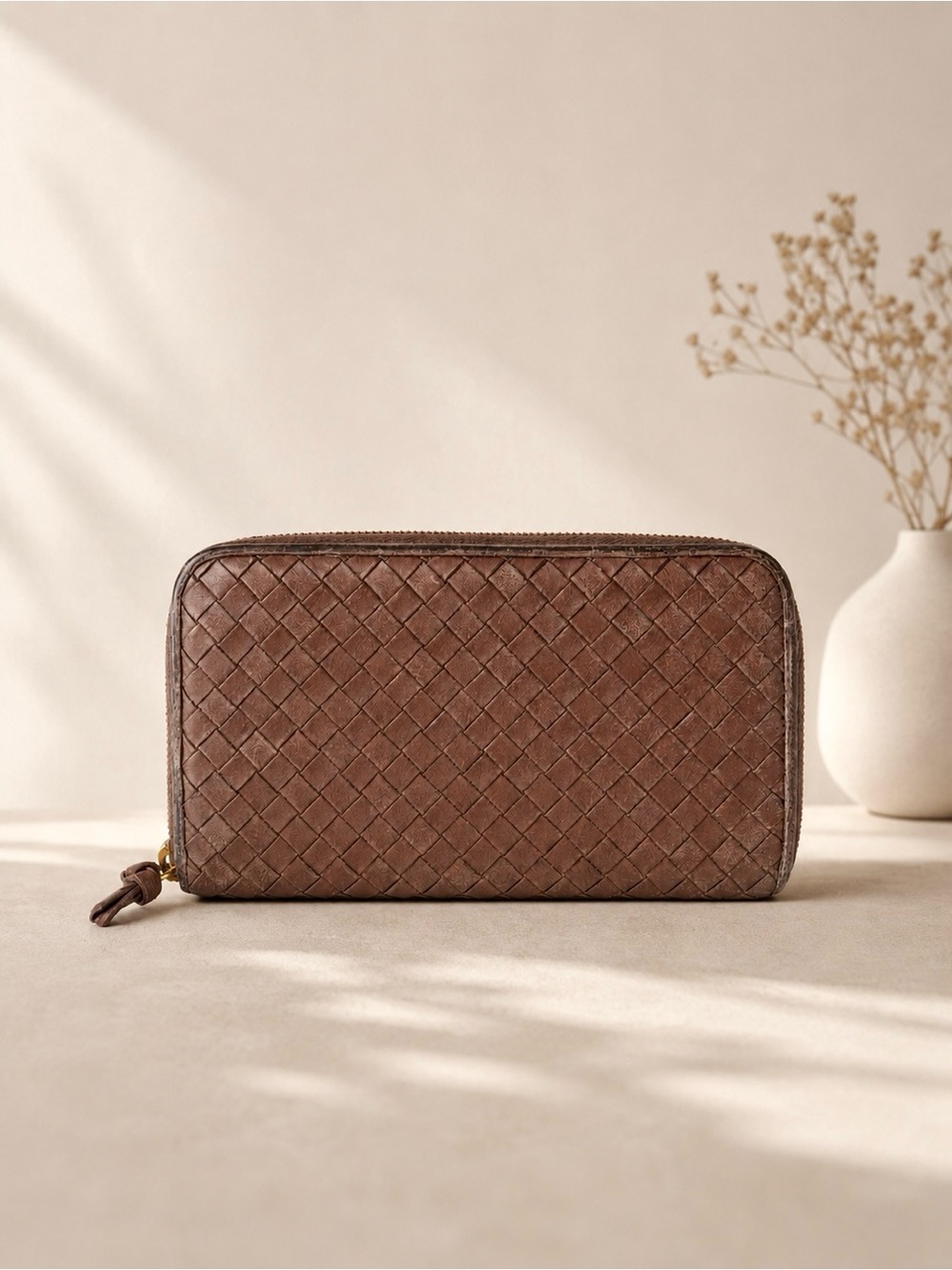 BOTTEGA VENETA Brown Intrecciato Woven Leather Zip Around Wallet - Picture 3 of 15